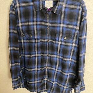 American Eagle Outfitters Blue and Black Checkered Shirt Mens XL